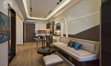 Toàn cảnh phòng khách căn hộ 49m2 Maison Grand - Tumys Homes Phú Mỹ