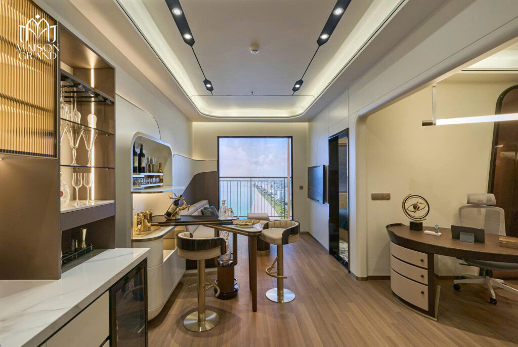 Toàn cảnh phòng khách căn hộ 49m2 Maison Grand - Tumys Homes Phú Mỹ
